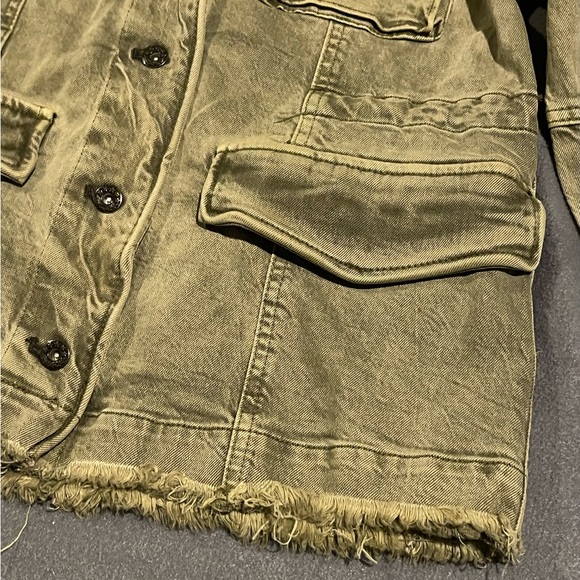 Free People jean jacket women’s‎ size small NWOT green - Picture 3 of 11